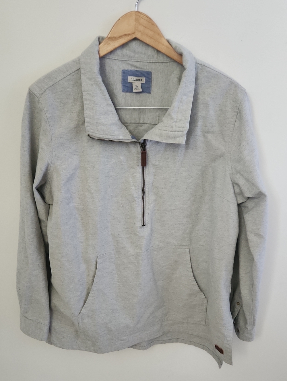 L.L. Bean Men's Quarter Zip Light Gray Half-Zip Pullover Sweatshirt Jacket XL
